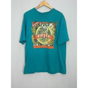 Kaytee‎ Fiesta Gourmet Pet Food Graphic T-Shirt Mens XL Blue Vintage 90s Hanes